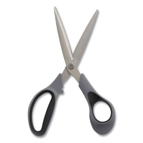 Non-stick Titanium-coated Scissors, 8" Long, 3.86" Cut Length, Gun-metal Gray Blades, Gray-black Straight Handle