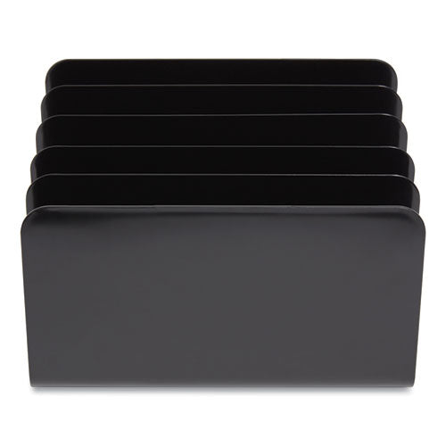 Plastic Incline Mail Sorter, 5 Sections, #6 1-4 To #16 Envelopes, 6.26 X 9.49 X 6.5, Black
