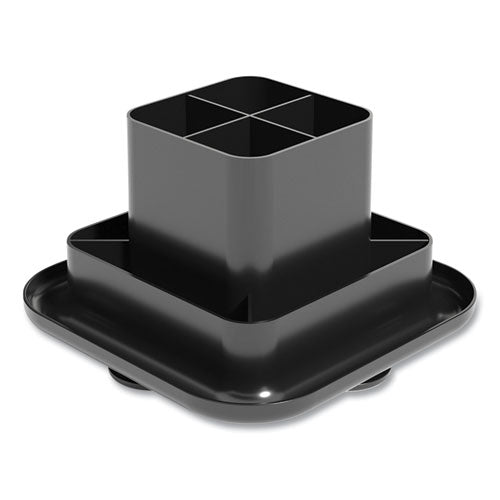 Plastic Rotating Organizer, 9-compartment, 8.2 X 5.4, Black