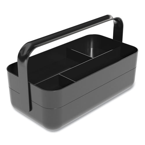 Plastic Desktop Caddy, 5-compartment, 4.33 X 11.5 X 8.07, Black