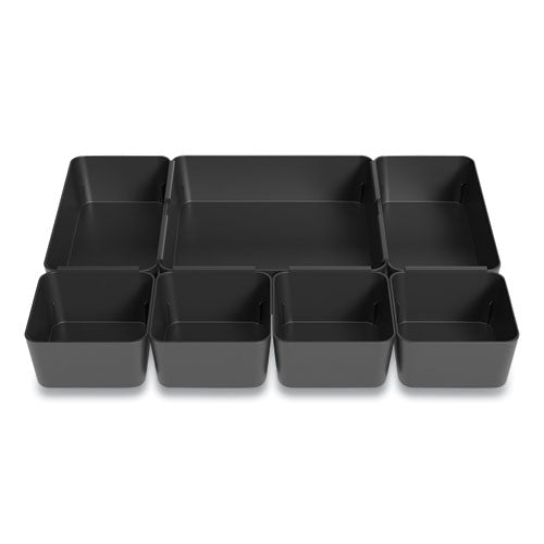 Ten-compartment Plastic Drawer Organizer, 7.83 X 8.19 X 5.35, Black