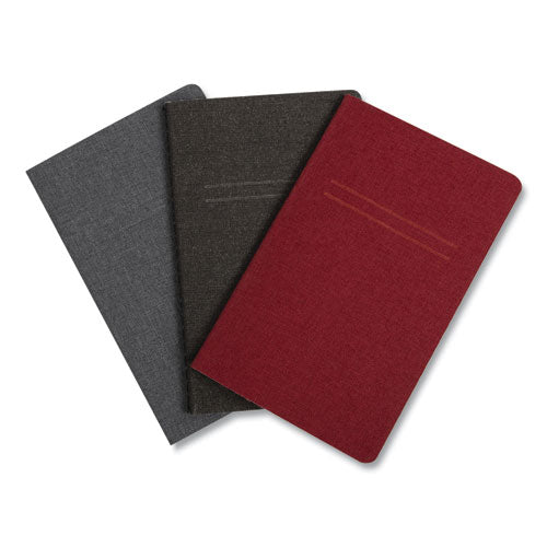 Pocket Journal, Narrow Rule, Black-charcoal-red Cover, 3.5 X 5.5, 48 Sheets, 3-pack