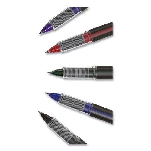 Roller Ball Pen, Stick, Fine 0.5 Mm, Blue Ink, Black Barrel, 3-pack