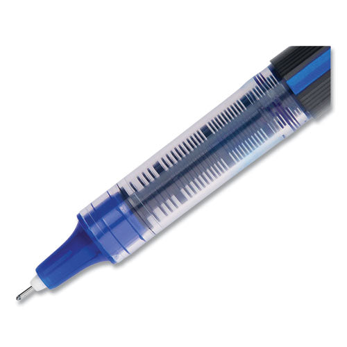 Vision Roller Ball Pen, Stick, Micro 0.5 Mm, Blue Ink, Black-blue Barrel, 12-pack