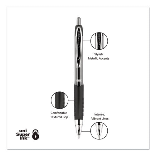 Signo 207 Gel Pen, Retractable, Medium 0.7 Mm, Blue Ink, Black Barrel, 36-box