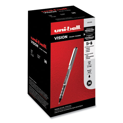 Vision Roller Ball Pen, Stick, Fine 0.7 Mm, Black Ink, Silver Barrel, 36-pack