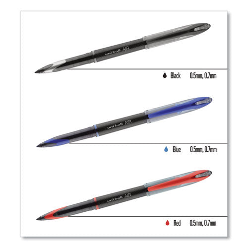 Air Porous Gel Pen, Stick, Medium 0.7 Mm, Assorted Ink Colors, Black Barrel, 3-pack