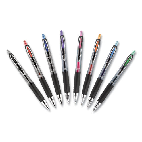 Signo 207 Gel Pen, Retractable, Medium 0.7 Mm, Assorted Ink Colors, Black Barrel, 8-pack
