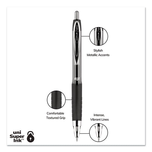 Signo 207 Gel Pen, Retractable, Medium 0.7 Mm, Assorted Ink Colors, Black Barrel, 8-pack