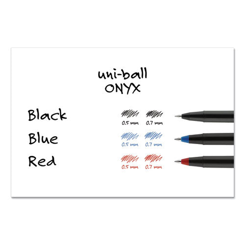 Onyx Roller Ball Pen, Stick, Fine 0.7 Mm, Red Ink, Black Matte Barrel, Dozen