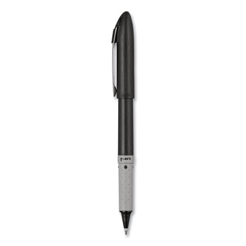 Grip Roller Ball Pen, Stick, Fine 0.7 Mm, Black Ink, Black Barrel, Dozen