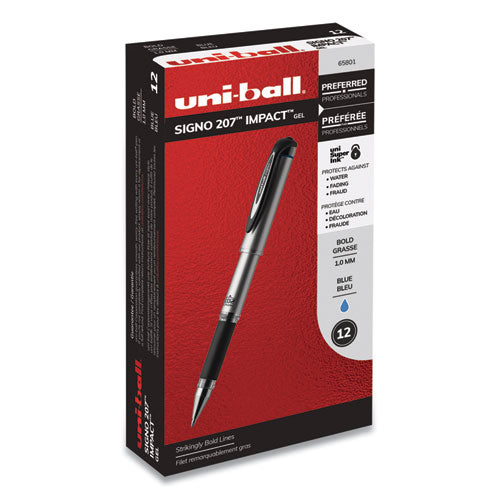 207 Impact Gel Pen, Stick, Bold 1 Mm, Blue Ink, Black Barrel