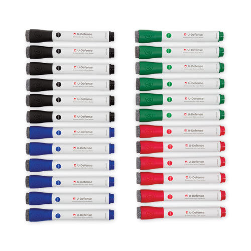 U-defense Antimicrobial Dry-erase Markers, Medium Bullet Tip, Assorted Colors, 24-pack