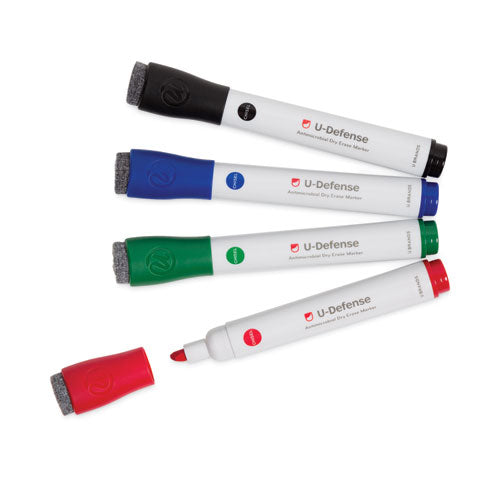 U-defense Antimicrobial Dry-erase Markers, Medium Bullet Tip, Assorted Colors, 24-pack