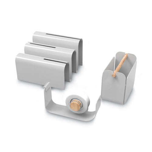 Arc Desktop Organization Kit, Letter Sorter-tape Dispenser-utility Cup, Metal, Gray