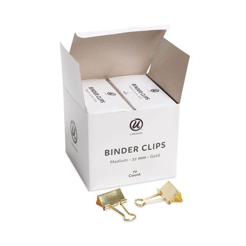 Binder Clips, Medium, Gold, 72-pack
