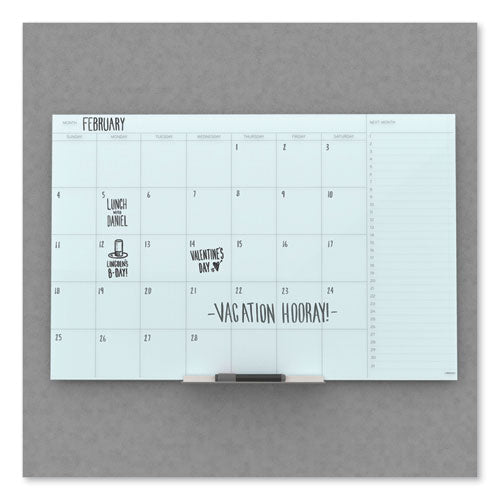 Floating Glass Dry Erase Undated One Month Calendar, 36 X 24, White