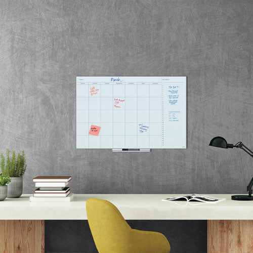 Floating Glass Dry Erase Undated One Month Calendar, 36 X 24, White