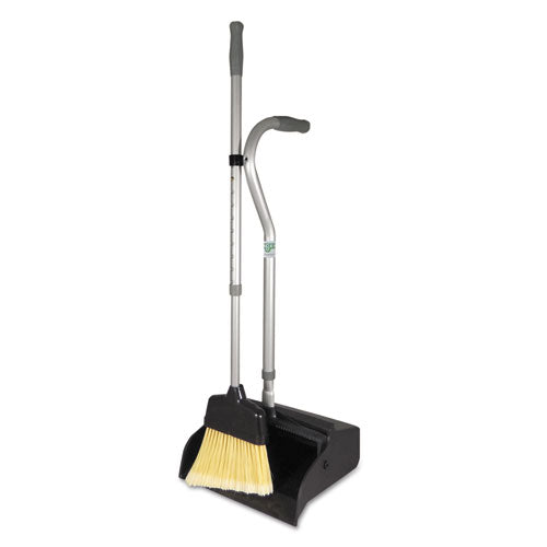 Telescopic Ergo Dust Pan With Broom, 12" Wide, 45" High, Metal, Gray-silver