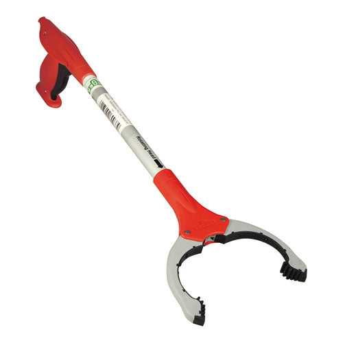 Nifty Nabber Extension Arm With Claw, 18", Aluminum-red