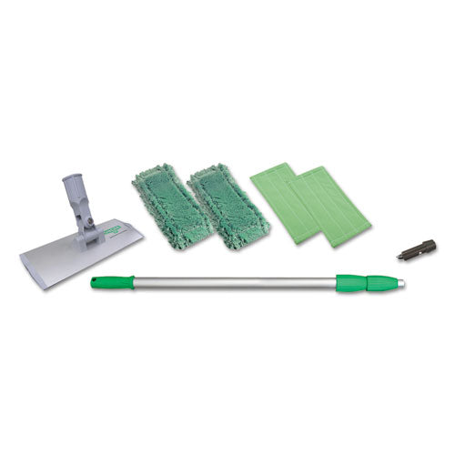 Speedclean Window Cleaning Kit, Aluminum, 72" Extension Pole, 8" Pad Holder, Silver-green