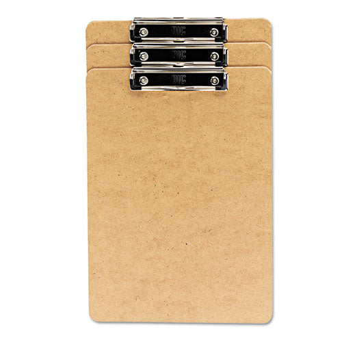 Hardboard Clipboard With Low-profile Clip, 0.5" Clip Capacity, Holds 5 X 8 Sheets, Brown, 6-pack