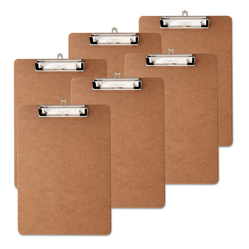 Hardboard Clipboard With Low-profile Clip, 0.5" Clip Capacity, Holds 8.5 X 11 Sheets, Brown, 6-pack