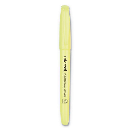 Pocket Highlighter Value Pack, Fluorescent Yellow Ink, Chisel Tip, Yellow Barrel, 36-pack
