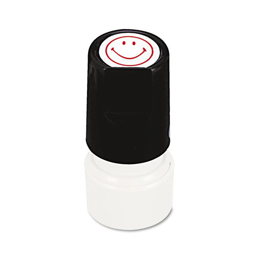 Round Message Stamp, Smiley Face, Pre-inked-re-inkable, Red