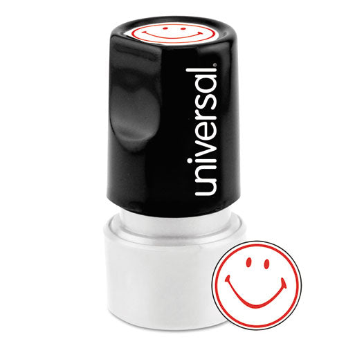 Round Message Stamp, Smiley Face, Pre-inked-re-inkable, Red