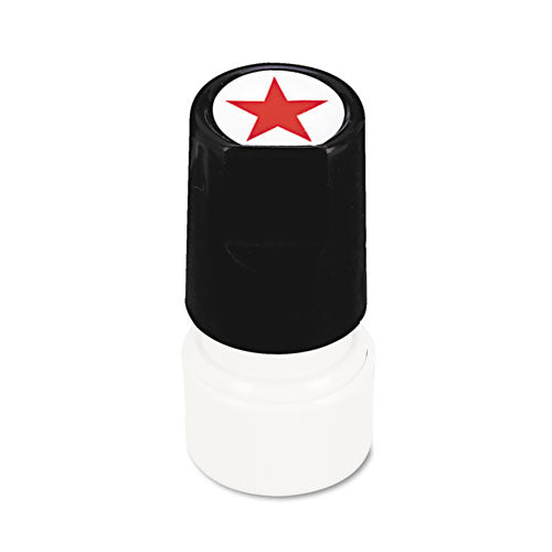 Round Message Stamp, Star, Pre-inked-re-inkable, Red
