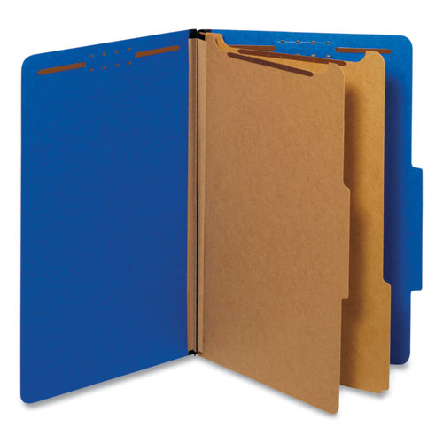 Bright Colored Pressboard Classification Folders, 2 Dividers, Legal Size, Cobalt Blue, 10-box