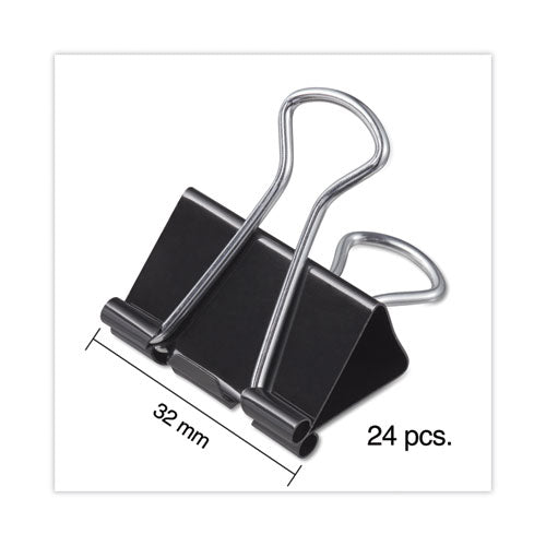 Binder Clips With Storage Tub, Medium, Black-silver, 24-pack