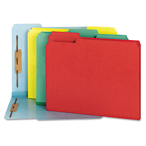 Deluxe Reinforced Top Tab Fastener Folders, 2 Fasteners, Letter Size, Yellow Exterior, 50-box