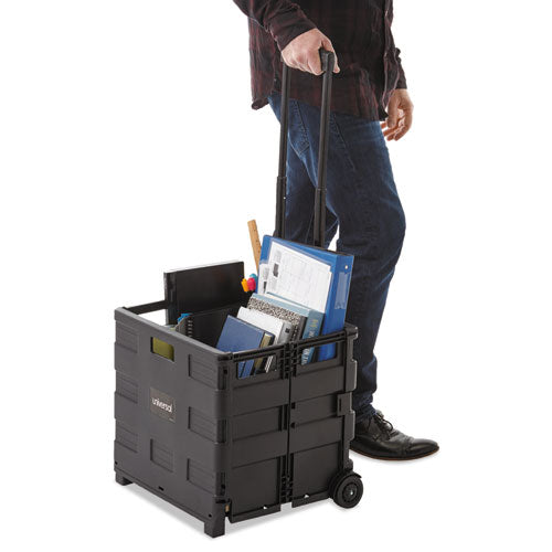 Collapsible Mobile Storage Crate, 18 1-4 X 15 X 18 1-4 To 39 3-8, Black