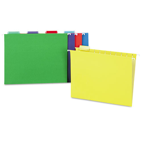Deluxe Bright Color Hanging File Folders, Letter Size, 1-5-cut Tab, Assorted, 25-box