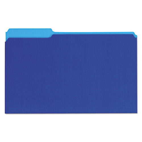 Interior File Folders, 1-3-cut Tabs: Assorted, Legal Size, 11-pt Stock, Blue, 100-box
