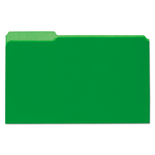 Interior File Folders, 1-3-cut Tabs: Assorted, Legal Size, 11-pt Stock, Green, 100-box
