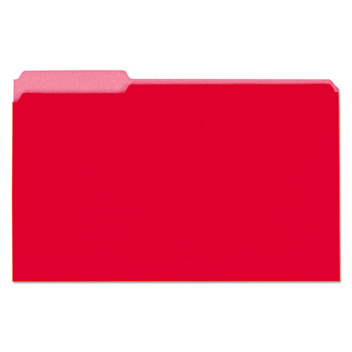 Interior File Folders, 1-3-cut Tabs: Assorted, Legal Size, 11-pt Stock, Red, 100-box