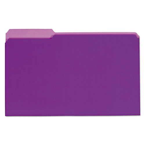 Interior File Folders, 1-3-cut Tabs: Assorted, Legal Size, 11-pt Stock, Violet, 100-box