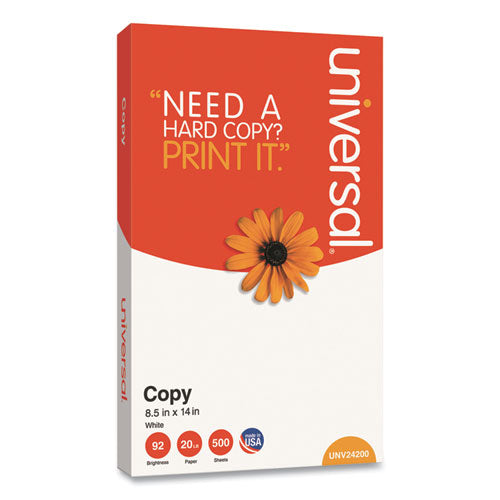 Copy Paper, 92 Bright, 20 Lb Bond Weight, 8.5 X 14, Legal Size, White, 500 Sheets-ream