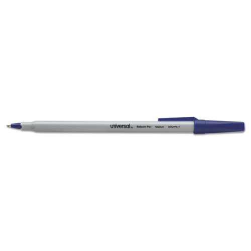 Ballpoint Pen, Stick, Medium 1 Mm, Blue Ink, Gray Barrel, Dozen