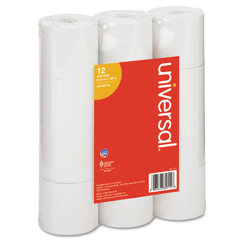 Impact And Inkjet Print Bond Paper Rolls, 0.5" Core, 2.25" X 150 Ft, White, 12-pack