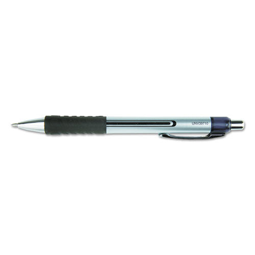 Comfort Grip Gel Pen, Retractable, Medium 0.7 Mm, Black Ink, Silver Barrel, 36-pack
