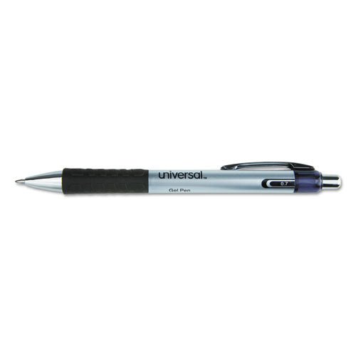 Comfort Grip Gel Pen, Retractable, Medium 0.7 Mm, Black Ink, Silver Barrel, 36-pack