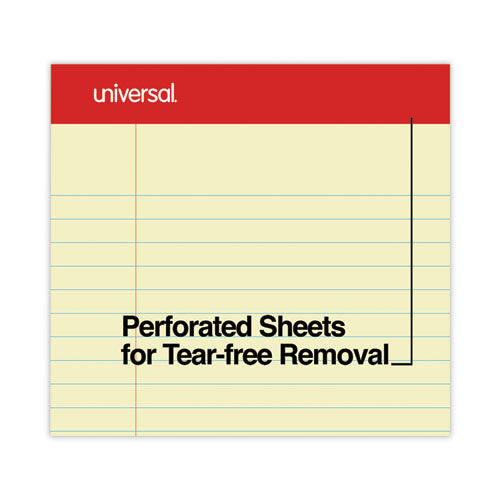 Perforated Ruled Writing Pads, Wide-legal Rule, Red Headband, 50 Canary-yellow 8.5 X 14 Sheets, Dozen