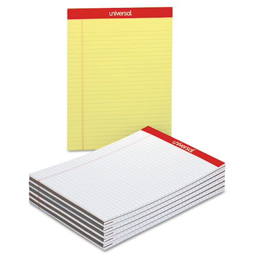 Perforated Ruled Writing Pads, Wide-legal Rule, Red Headband, 50 Canary-yellow 8.5 X 14 Sheets, Dozen