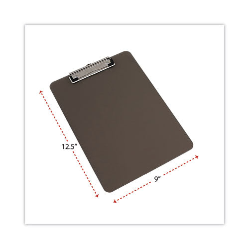 Plastic Clipboard With Low Profile Clip, 0.5" Clip Capacity, Holds 8.5 X 11 Sheets, Translucent Black