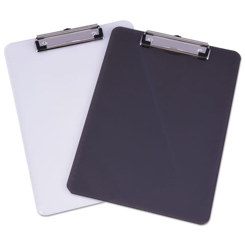 Plastic Clipboard With Low Profile Clip, 0.5" Clip Capacity, Holds 8.5 X 11 Sheets, Translucent Black
