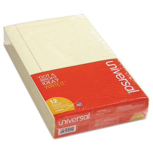 Glue Top Pads, Wide-legal Rule, 50 Canary-yellow 8.5 X 14 Sheets, Dozen